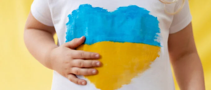 a girl with ukranian flag